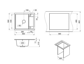 Мойка кухонная Granula 6002, БАЗАЛЬТ